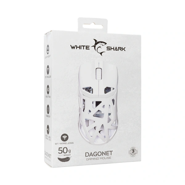 White Shark WGM-5019W DAGONET vezeték nélküli fehér gamer egér - Image 10