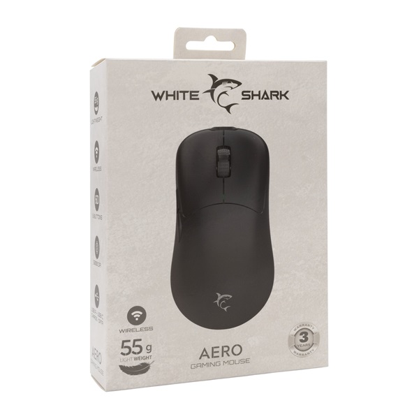 White Shark WS GM-5015B AERO-B vezeték nélküli fekete gamer egér - Image 7
