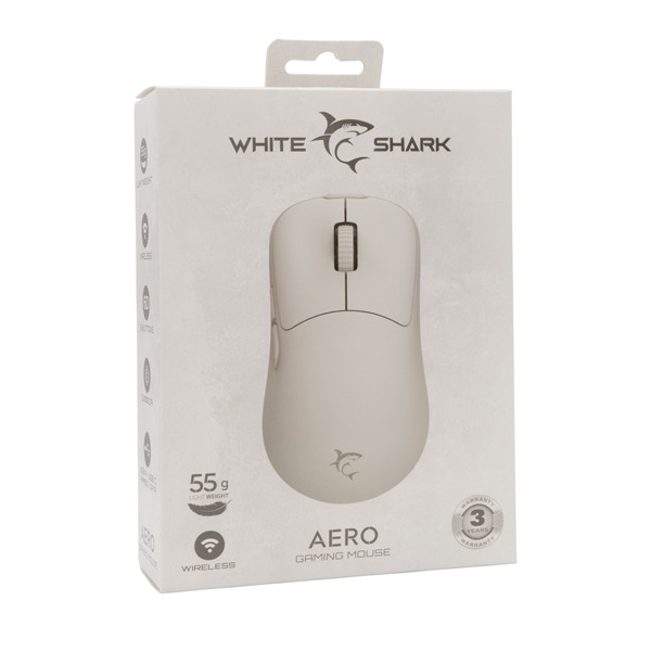 White Shark WS GM-5015W AERO-B vezeték nélküli fehér gamer egér - Image 7
