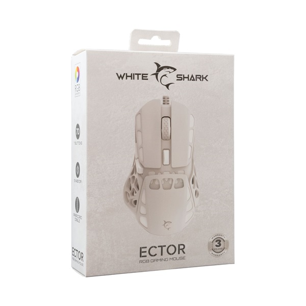 White Shark WS GM-5016W ECTOR-B vezetékes fehér gamer egér - Image 7
