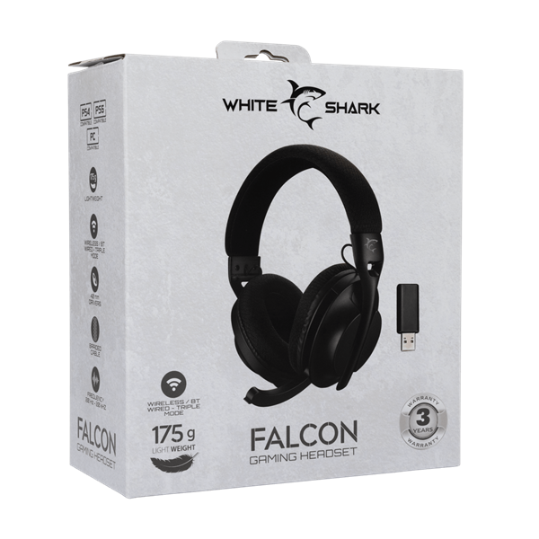 White Shark WS WGH-2441B FALCON-B vezeték nélküli fekete gamer headset - Image 9