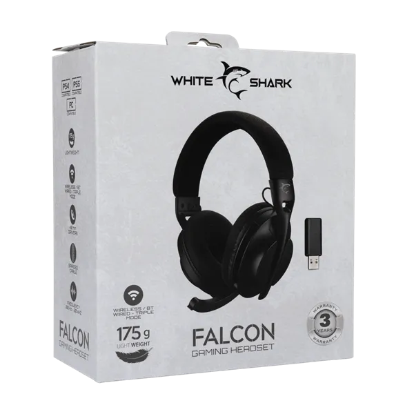 White Shark WS WGH-2441B FALCON-B vezeték nélküli fekete gamer headset - Image 14