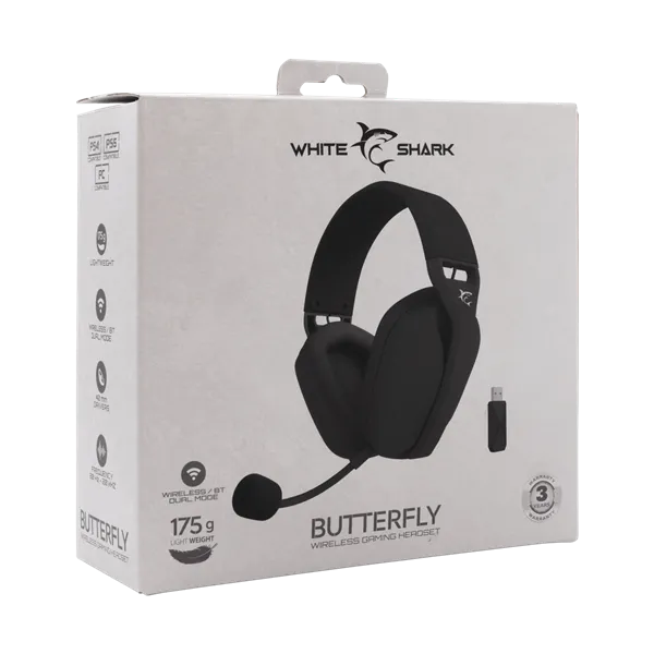 White Shark WS WGH-2442B BUTTERFLY-B vezeték nélküli fekete gamer headset - Image 8