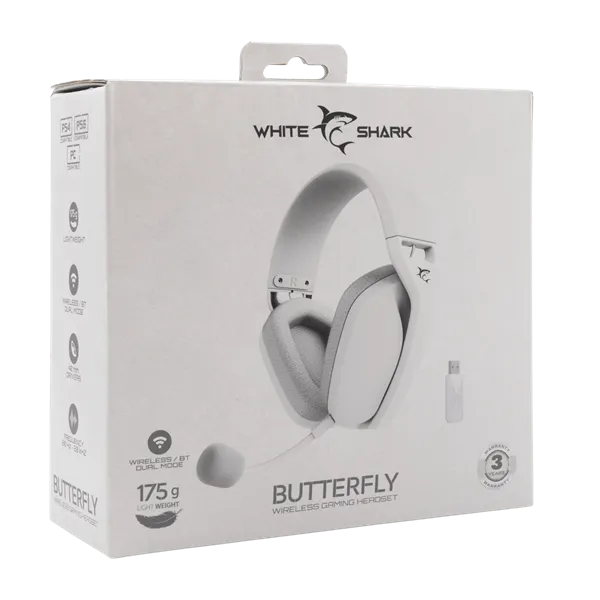 White Shark WS WGH-2442W BUTTERFLY-W vezeték nélküli fehér gamer headset - Image 7