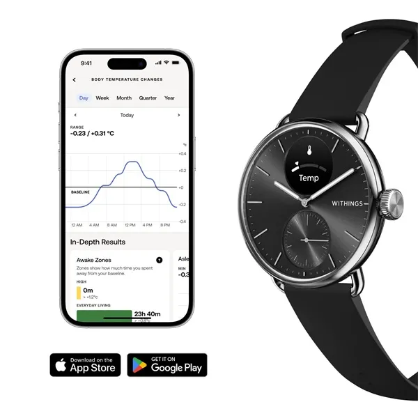 Withings HWA10-model 1 ScanWatch 2 38mm fekete okosóra - Image 5
