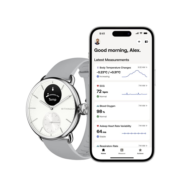 Withings HWA10-model 2 ScanWatch 2 38mm fehér okosóra - Image 2