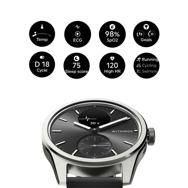Withings HWA10-model 4 ScanWatch 2 42mm fekete okosóra - Image 3