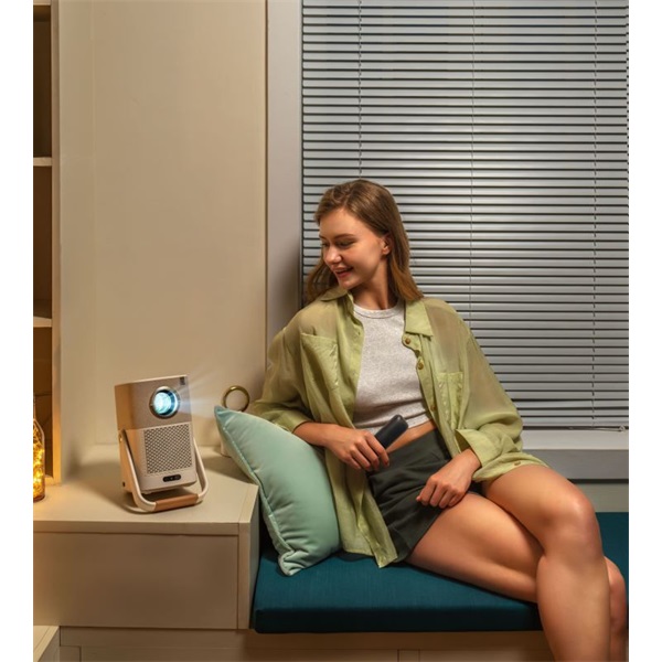 YABER T2 Plus 1080P 450L bézs hordozható beépített akkumulátoros projektor - Image 9