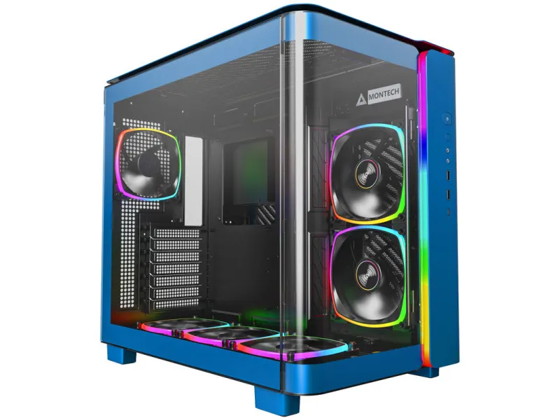 Számítógépház Montech KING 95 PRO Midi torony, ARGB, edzett üveg, "Berliner Blau"