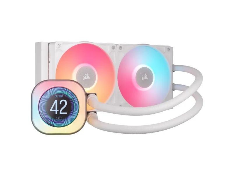 Processzor hűtő Corsair iCUE LINK Titan 240 RX LCD RGB AIO- 240 mm, fehér