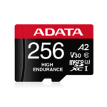 ADATA MicroSD kártya - 256GB microSDXC UHS-I U3 Class10 A2 V30S High Endurance (R/W: 100/85 MB/s, 24/7 record) + adapter