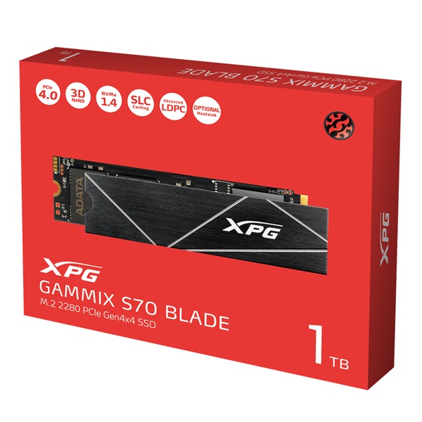 ADATA SSD 1TB - XPG GAMMIX S70 BLADE (3D, M.2 PCIe Gen 4x4, r:7400 MB/s, w:5500 MB/s, PS5 Ready) - Image 2