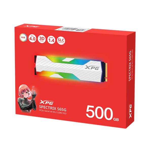 ADATA SSD 500GB - SPECTRIX S65G (3D TLC, M.2 PCIe Gen 4x4, r:5000 MB/s, w:2700 MB/s, hűtőbordás) - Image 3