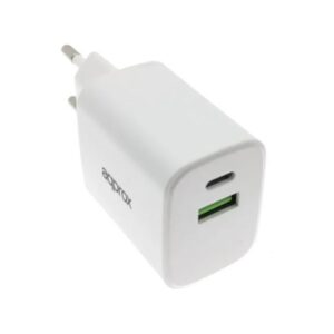 APPROX Telefontöltő - USB Type-C, USB-A port, 35W gyorstöltő + 1m USB Type-C kábel, Fehér