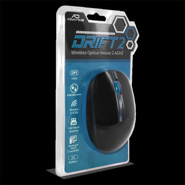 Advance Egér vezeték nélküli - DRIFT 2 (1600 DPI, 3 gomb, kék) - Image 4