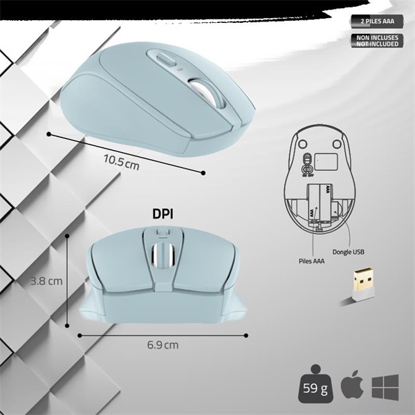Advance Egér vezeték nélküli - FEEL WIRELESS (1600 DPI, 4 gomb, kék) - Image 5