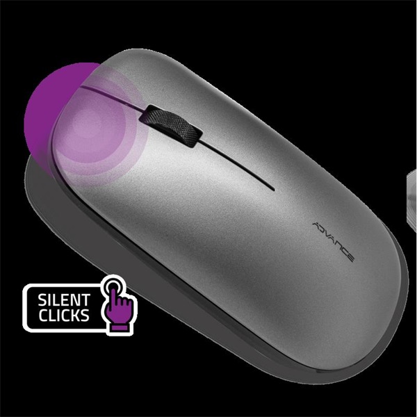 Advance Egér vezeték nélküli - SLIMFIT (1600 DPI, 3 gomb, szürke) - Image 5