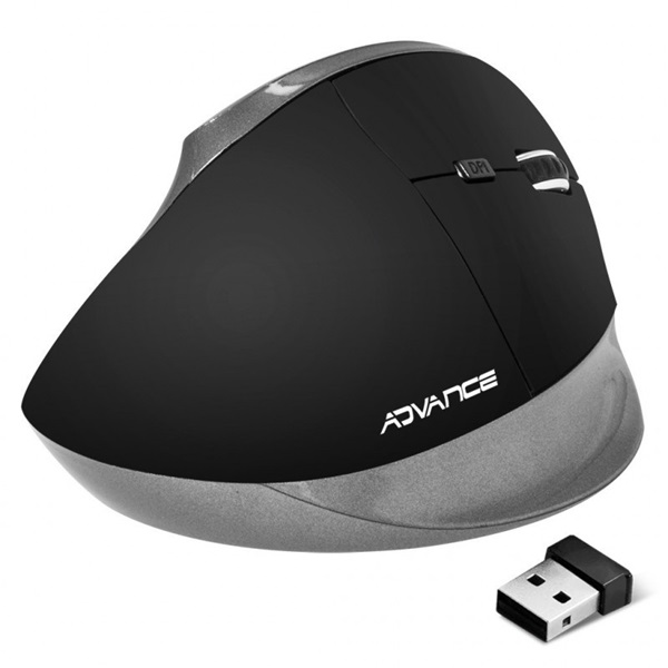 Advance Egér vezeték nélküli - VERTICAL PLUS MOUSE (2400 DPI, 6 gomb, ergonomikus, fekete) - Image 2