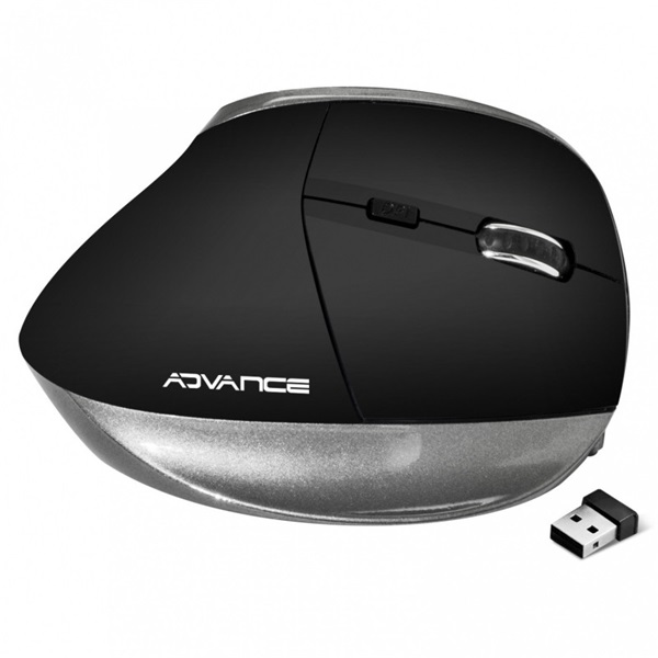 Advance Egér vezeték nélküli - VERTICAL PLUS MOUSE (2400 DPI, 6 gomb, ergonomikus, fekete) - Image 4