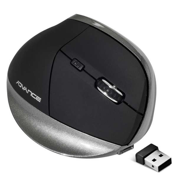 Advance Egér vezeték nélküli - VERTICAL PLUS MOUSE (2400 DPI, 6 gomb, ergonomikus, fekete) - Image 5