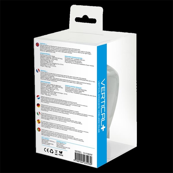 Advance Egér vezeték nélküli - VERTICAL PLUS MOUSE (2400 DPI, 6 gomb, ergonomikus, fekete) - Image 8