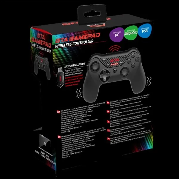 Advance Gamepad Vezeték Nélküli - GTA Gamepad (USB, 12 gomb, PC és PS3 kompatibilis, fekete-piros) - Image 9