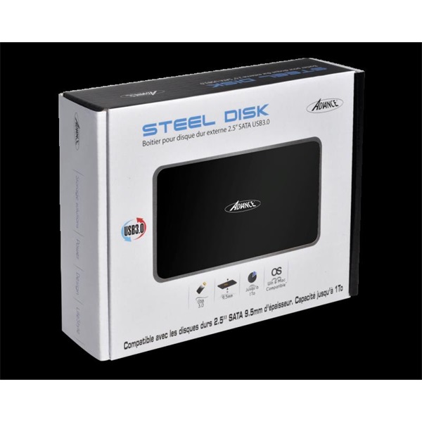 Advance Külső HDD/SSD Ház 2.5" - STEELDISK 2.5" (USB-A3.0 to SATA, fekete) - Image 4