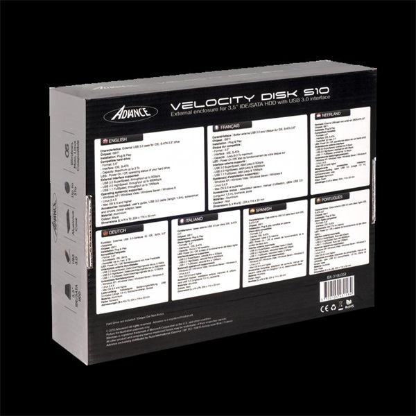 Advance Külső HDD Ház 3.5" - VELOCITY DISK S10 (USB-A3.0 to SATA/IDE, külső táp, fekete) - Image 4