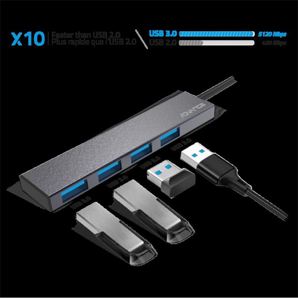 Advance USB Hub - XPAND SMART (USB-A to 4x USB-A3.0, szürke) - Image 3