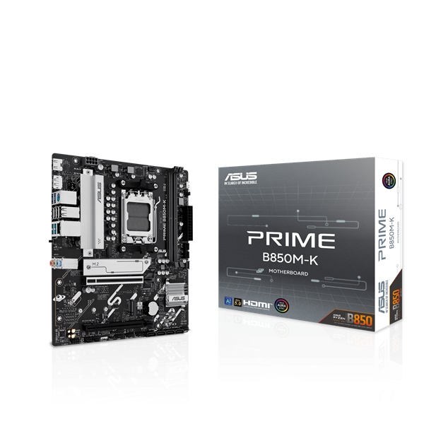 Asus Alaplap - AMD PRIME B850M-K AM5 (B850, ATX, 2xDDR5 8200+MHz, 4xSATA3, 2x M.2, HDMI+DP) - Image 1
