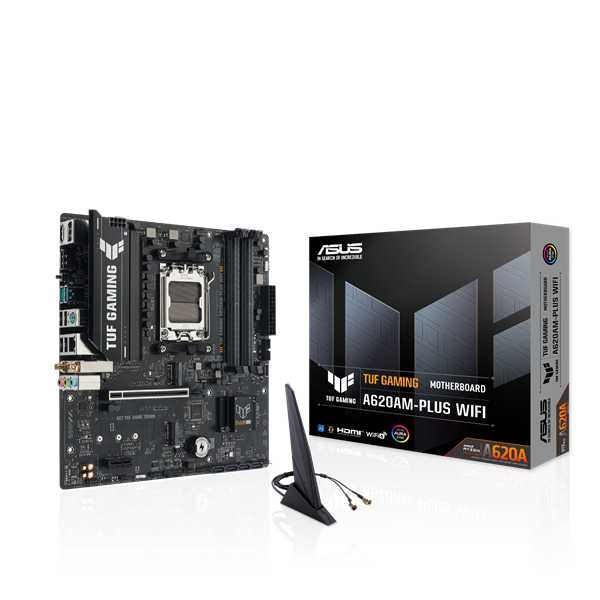 Asus Alaplap - AMD TUF GAMING A620AM-PLUS WIFI AM5 (A620, 4xDDR5 7600+MHz, 1x 2,5 Gb LAN, 2xM.2, 4xSATA3, HDMI+2xDP) - Image 1