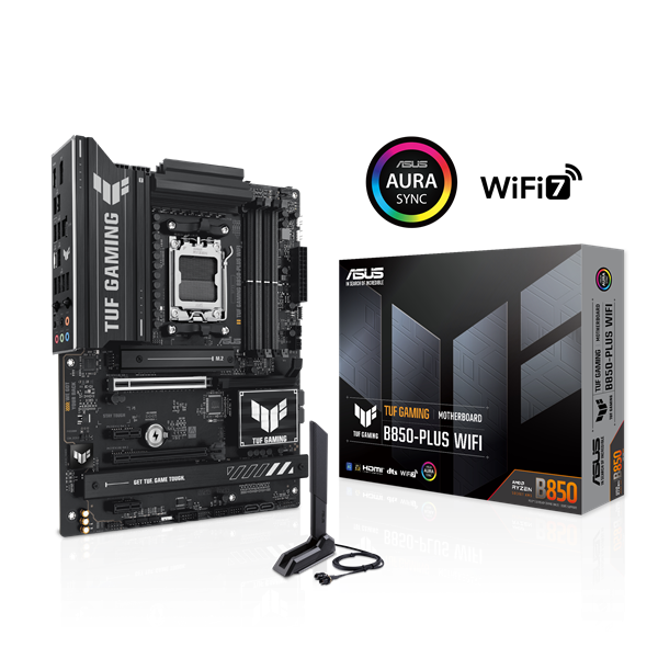 Asus Alaplap - AMD TUF GAMING B850-PLUS WIFI AM5 (B850, ATX, 4xDDR5 8000+MHz, 4xSATA3, 3x M.2, HDMI+DP)