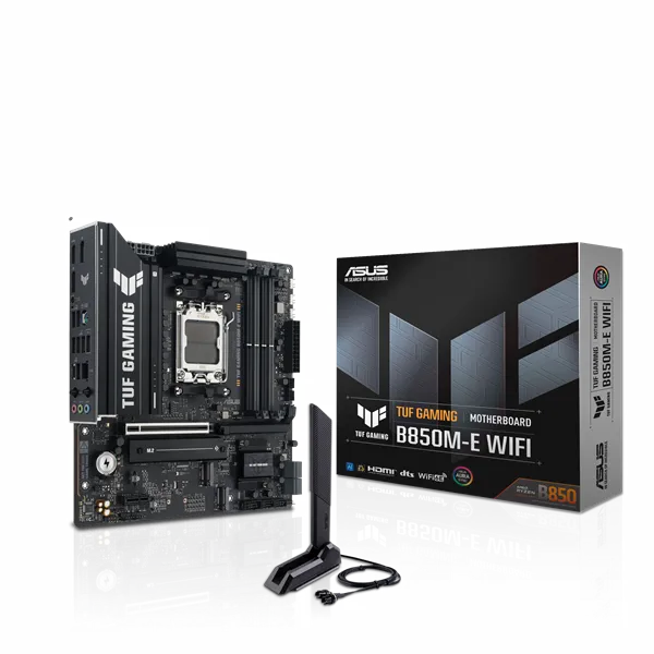 Asus Alaplap - AMD TUF GAMING B850M-E WIFI AM5 (B850, MicroATX, 4xDDR5 8000+MHz, 4xSATA3, 3x M.2, HDMI+2xDP)