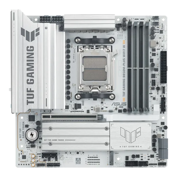 Asus Alaplap - AMD TUF GAMING B850M-PLUS WIFI7 W AM5 (B850, mATX, 4xDDR5 8000+MHz, 4xSATA3, 3x M.2, HDMI+DP)