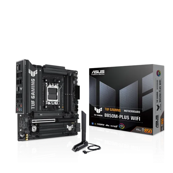 Asus Alaplap - AMD TUF GAMING B850M-PLUS WIFI AM5 (B850, ATX, 4xDDR5 8000+MHz, 4xSATA3, 3x M.2, HDMI+DP)