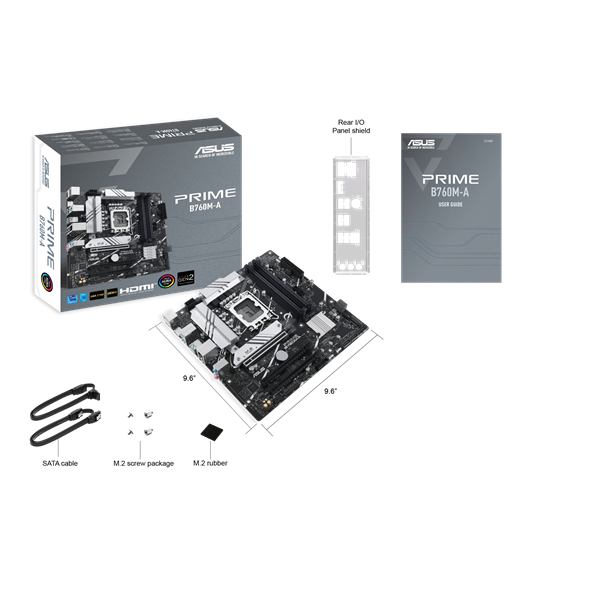 Asus Alaplap - Intel PRIME B760M-A-CSM s1700 (B760, 4xDDR5 7200+MHz, 4xSATA3, 2xM.2, 2xHDMI+DP) - Image 4
