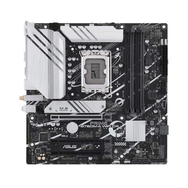 Asus Alaplap - Intel PRIME B760M-A WIFI D4 s1700 (B760, 4xDDR4 5333MHz, 4xSATA3, 2xM.2, 2xHDMI+DP) - Image 1