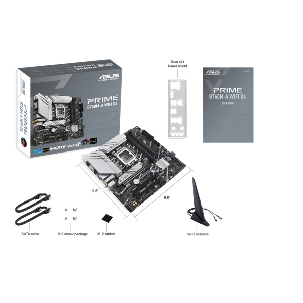 Asus Alaplap - Intel PRIME B760M-A WIFI D4 s1700 (B760, 4xDDR4 5333MHz, 4xSATA3, 2xM.2, 2xHDMI+DP) - Image 6