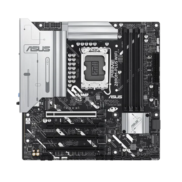 Asus Alaplap - Intel PRIME Z890M-PLUS WIFI LGA1851 (Z890, ATX, 4xDDR5 8666+MHz, 6xSATA3, 3xM.2, HDMI+DP+Type-C) - Image 2