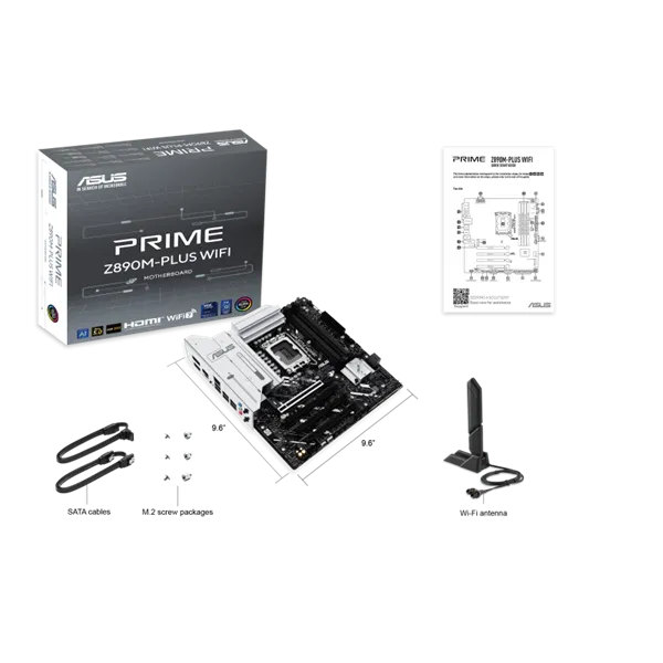 Asus Alaplap - Intel PRIME Z890M-PLUS WIFI LGA1851 (Z890, ATX, 4xDDR5 8666+MHz, 6xSATA3, 3xM.2, HDMI+DP+Type-C) - Image 4