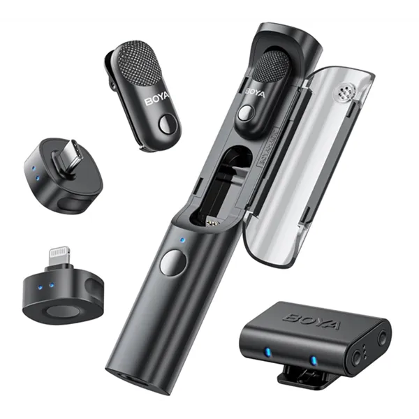 BOYA Mikrofon - Magic-02 (Vezeték nélküli, fekete, 2TX+3RX, Lightning, USB-C, 3,5mm)