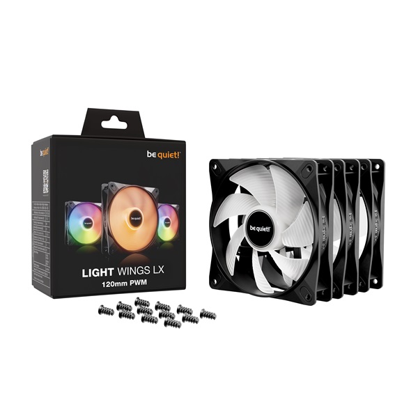 Be Quiet! Cooler 12cm - LIGHT WINGS LX 120mm PWM Triple-Pack (RGB, 1600rpm, 25,5dB, fekete) - Image 5