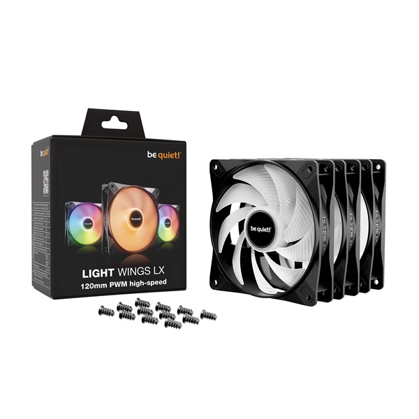 Be Quiet! Cooler 12cm - LIGHT WINGS LX 120mm PWM high-speed Triple-Pack (RGB, 2100rpm, 30,9dB, fekete) - Image 5