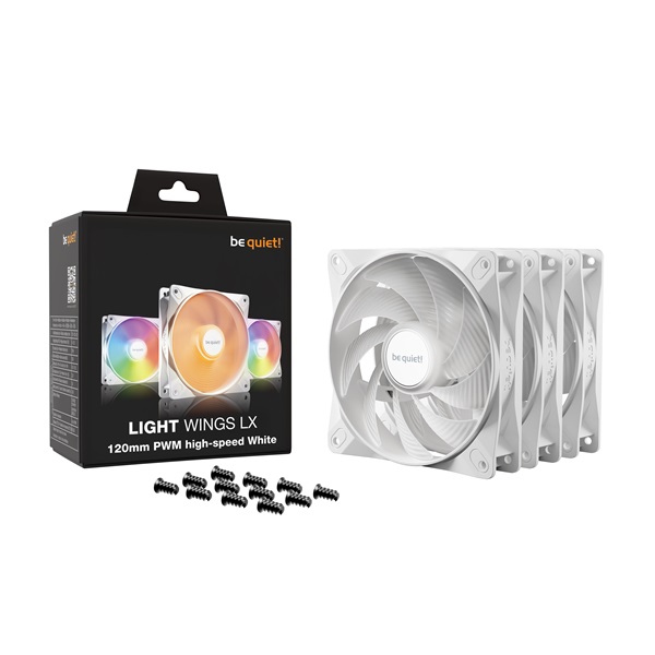Be Quiet! Cooler 12cm - LIGHT WINGS LX 120mm PWM high-speed White Triple-Pack (RGB, 2100rpm, 30,9dB, fehér) - Image 5