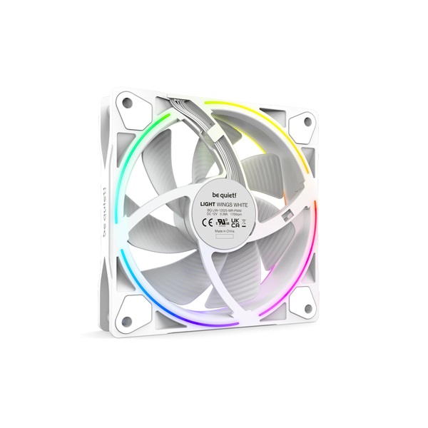 Be Quiet! Cooler 12cm - LIGHT WINGS WHITE 120mm PWM Triple Pack (RGB, 1700rpm, 20,6dB, fehér) - Image 4