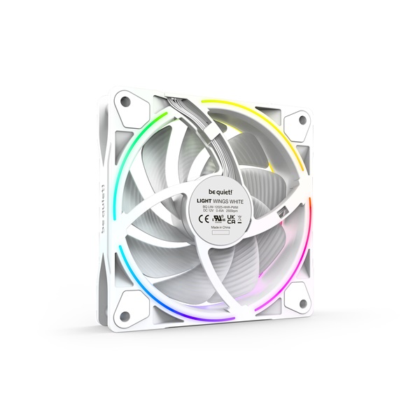 Be Quiet! Cooler 12cm - LIGHT WINGS WHITE 120mm PWM high-speed Triple-Pack (RGB, 2500rpm, 31dB, fehér) - Image 4
