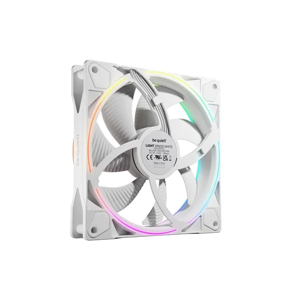 Be Quiet! Cooler 14cm - LIGHT WINGS 140mm PWM Reverse White (RGB, 1300rpm, 25,5dB, fehér) - Image 4
