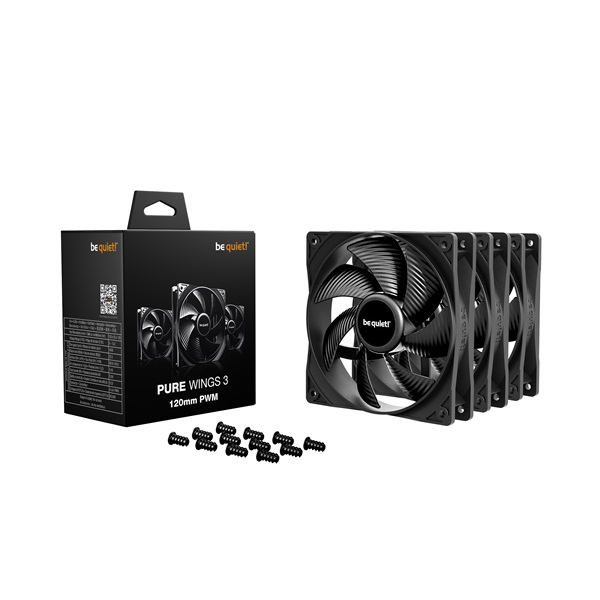 Be Quiet! Cooler 12cm - PURE WINGS 3 120mm PWM 3-Pack (1600rpm, 25,5dB, fekete) - Image 3