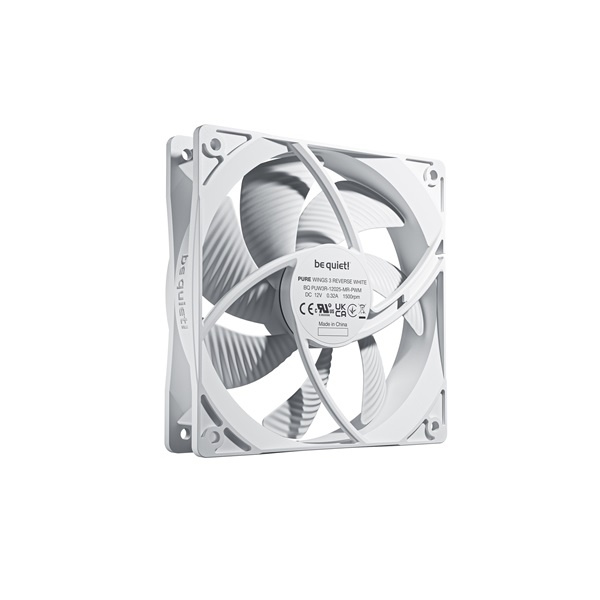 Be Quiet! Cooler 12cm - PURE WINGS 3 120mm PWM Reverse W 3-Pack (1500rpm, 28,5dB, fehér) - Image 2