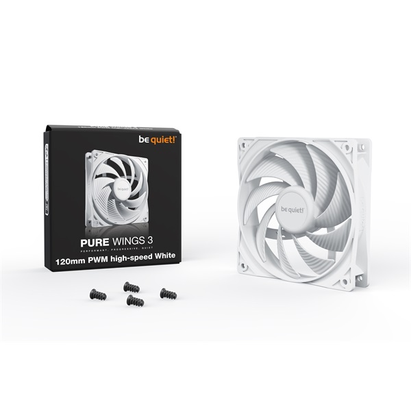 Be Quiet! Cooler 12cm - PURE WINGS 3 White 120mm PWM high-speed (2100rpm, 30,9dB, fehér) - Image 3